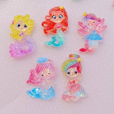 10 STUKS Glanzende kleurrijke cartoon zeemeermin prinses meisje Hars Scrapbook DIY Sieraden Haarpin Hoofdtouw Decoratie Knutsel