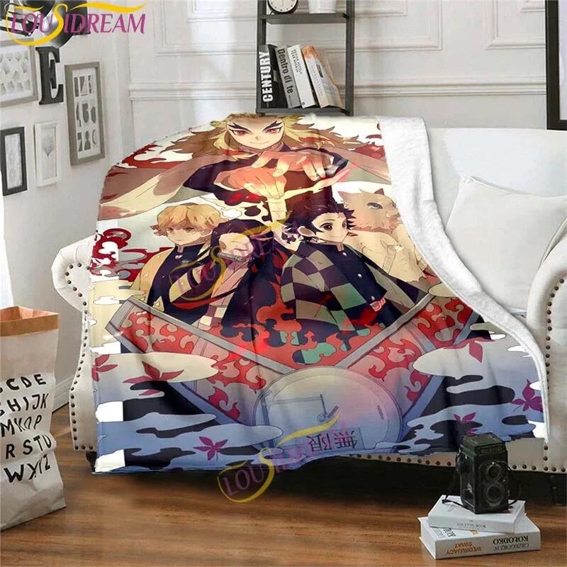 Japanese Anime Demon Slayer Printed Blanket Living Room Bedspread Sofa Travel Office Throw Blanket Quilt 5 Size