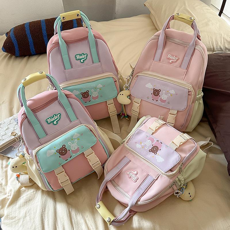 Junior high school student backpack for women 2025 new large-capacity student class schoolbag Japanese cute hand-held travel backpack