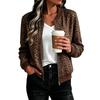 Women's Loose Fit Casual Zip-Up Jacket, Fashion Printed Short Coat for Fall and Winter