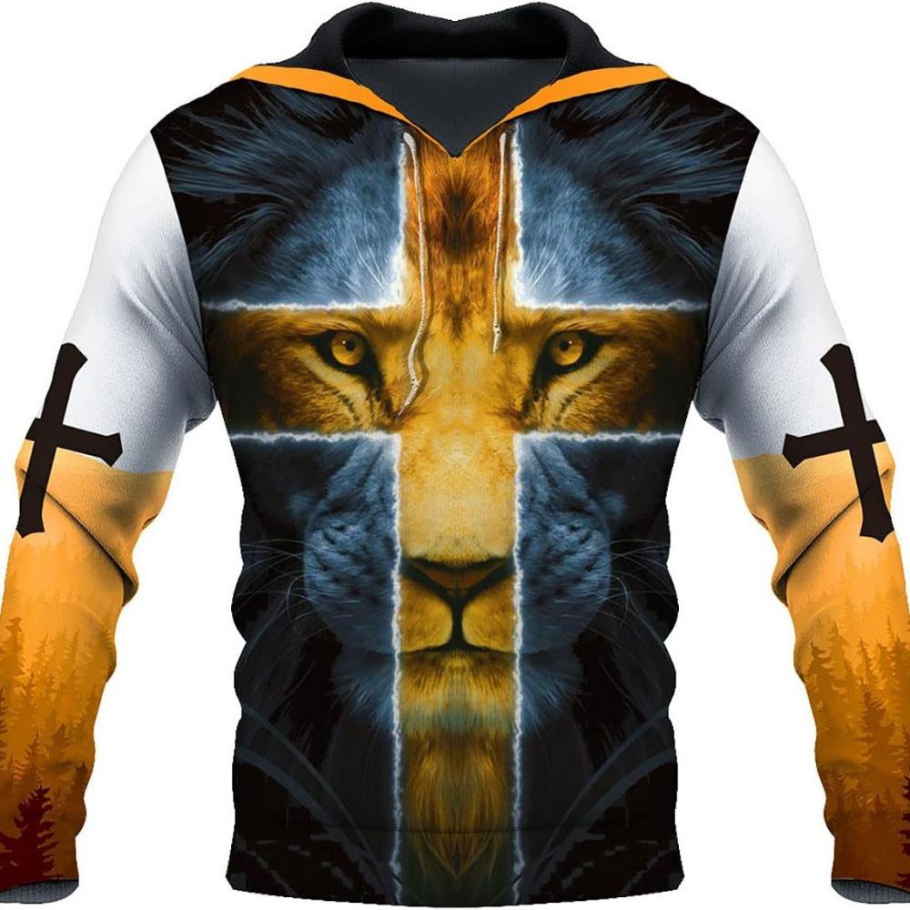 Amazon Source God Pattern 3D Printed Sweatshirt Men's Hooded Sweatshirt Autumn and Winter Factory Direct Sales
