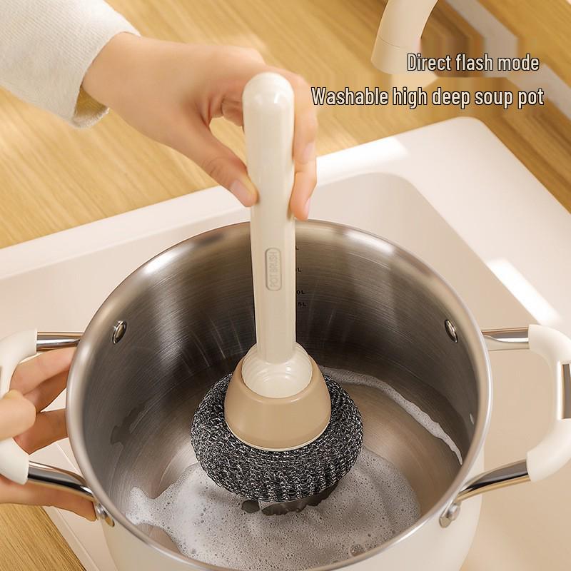 Long-Handle Rotatable Pot and Pan Cleaning Brush – Oil-Repellent, Multi-Functional, and Safe for Non-Stick Surfaces.