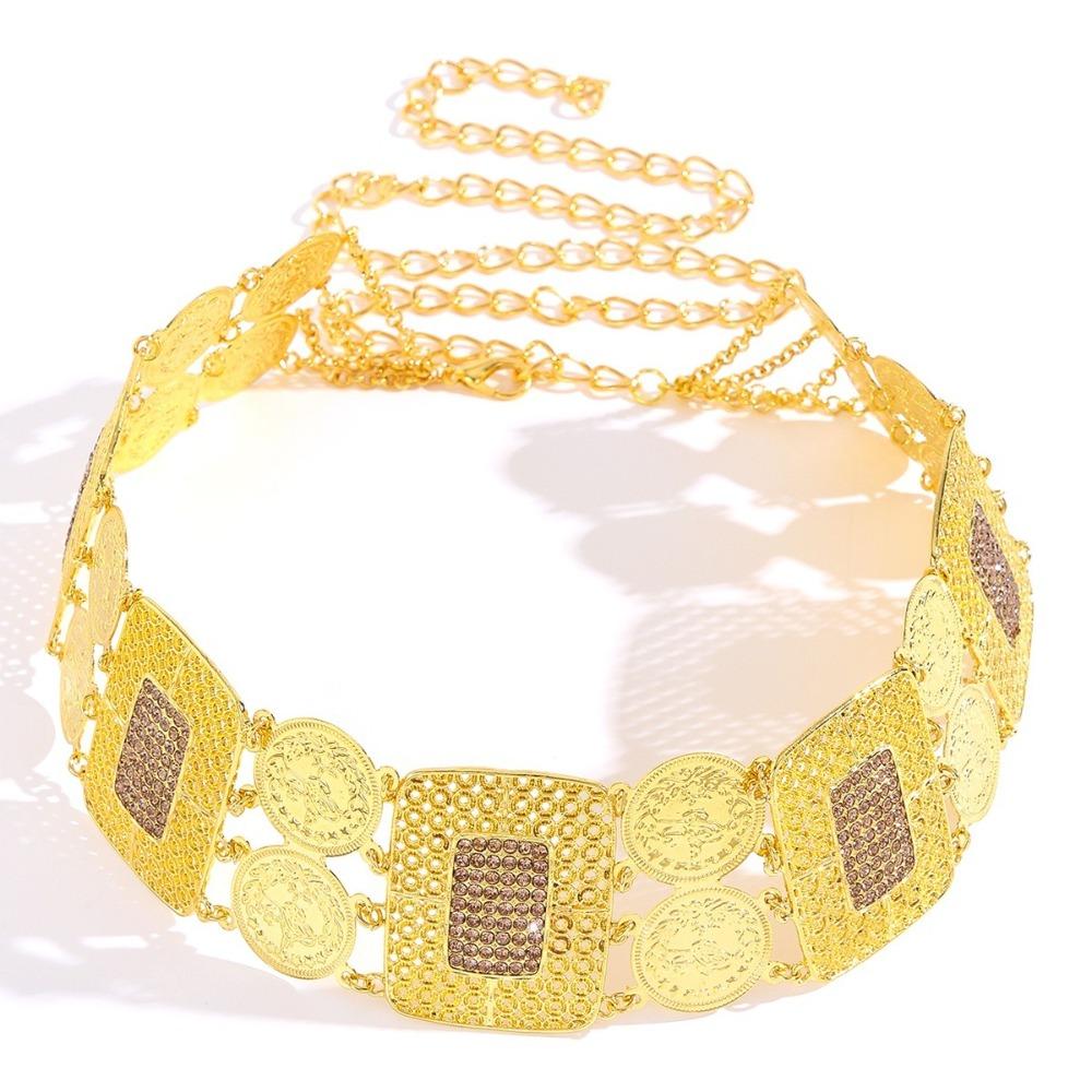 Inlaid Diamond Fringe Belt Alloy Fringe Waist Chain Vintage Waist Chain Belt  For Weddings