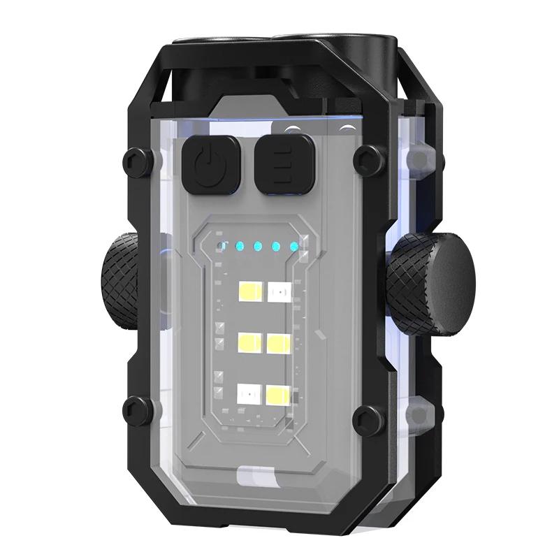 Mini LED Keychain Light Portable Magnetic EDC Flashlight Outdoor Camping Fishing Emergency Work Hat Clip Lamp With FingertipGyro