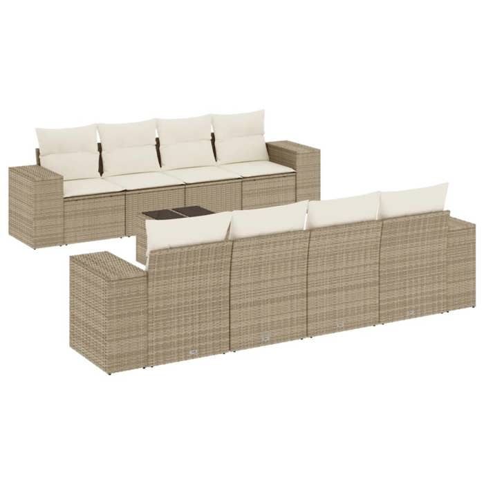 VidaXL Salon de Jardin avec Coussins 9 pcs, Canapés de Terrasse, Ensemble de Meubles de Patio, Mobilier d'Extérieur, Beige 3222347