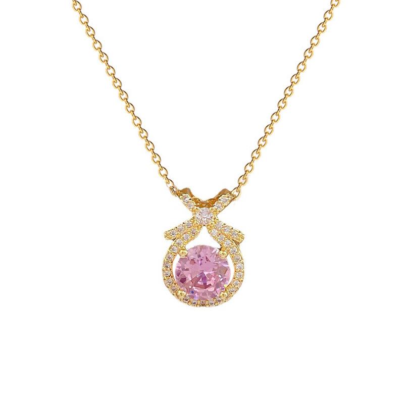 Necklace Earrings Set Light Luxury Full Of Diamonds Water Drop Bow Personality Temperament Banquet Earrings Item Group