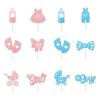 12/24pcs Boy or Girl Cupcake Toppers Glitter Feet Onesie Dress Gender Reveal cake picks Cake Decoration Baby Shower kid birthday