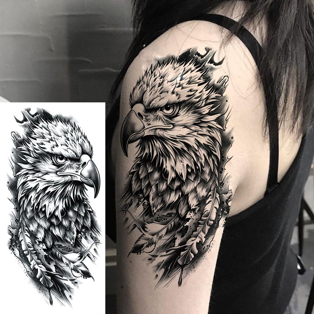 1 Sheet Death Skull Lion Temporary Tattoos For Men Women Adults Fake Wolf Skeleton Tattoo Sticker Sleeve Black Zeus