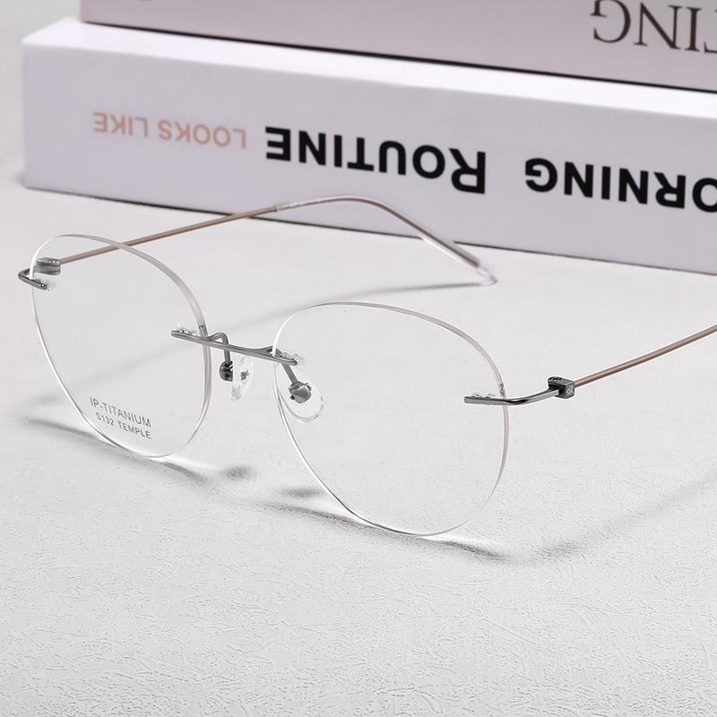 Bestfen S132 Ultralight Pure Titanium Rimless Eyeglass Frame, Compatible with Prescription Lenses.