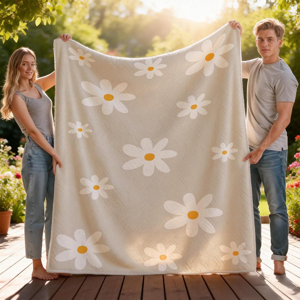 Gänseblümchen Blumen-Kuscheldecke, Gemütlicher Leichter Überwurf für das Sofa, Perfektes Valentinstags-Geburtstagsgeschenk für die Familie