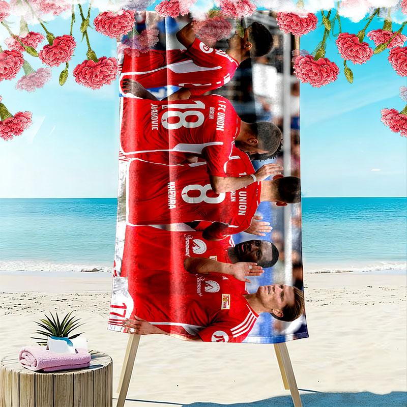 Union Berlin Spieler Print Strandtuch, Großes Weiches Schnelltrocknendes Handtuch für Strand Camping Schwimmen