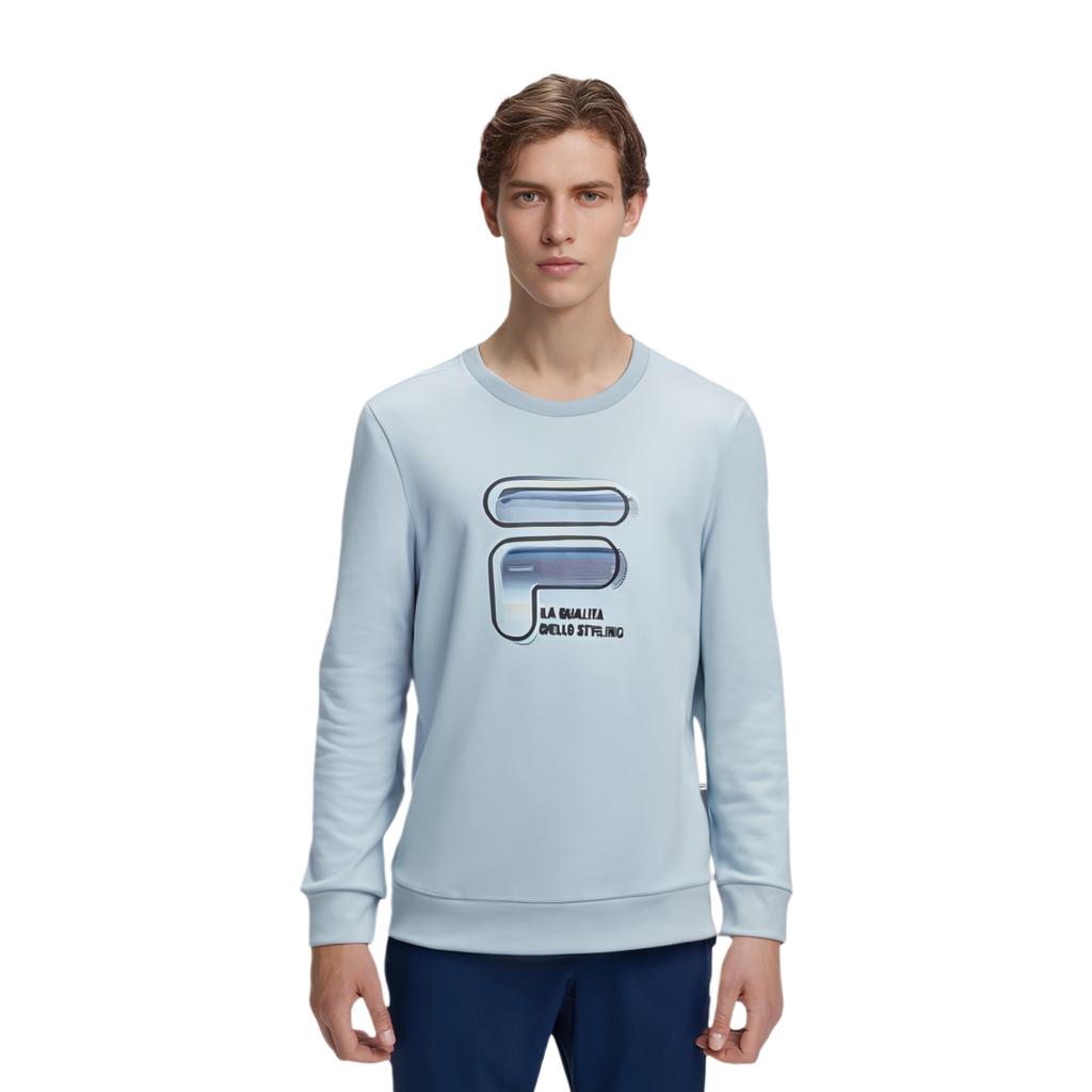 FILA Logo Print Crew Neck Sports Sweatshirt Men Sweatshirt Blue F51M148236F-LB