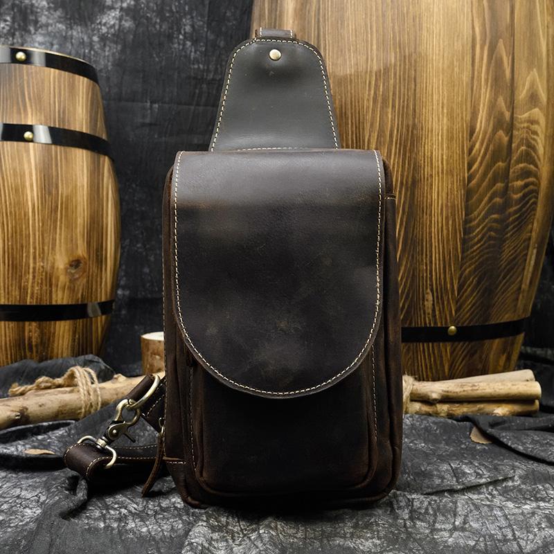 Luxury Designer Men's Leather Chest Bag Real Cowhide Men's Chest Packs Crossbody Male Bag Single Shoulder Bag Man Popular 2026