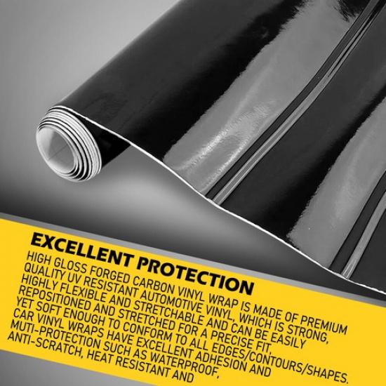 Gloss Black Vinyl Automotive Wrap Film Roll Car Wrap Stickers 59IN X 11.8IN