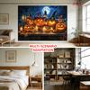 2D Flat - 2D Flat - Halloween Pattern Tapestry Display Pumpkin Candles Witch For Decor Living Room Office Party Decor Wall