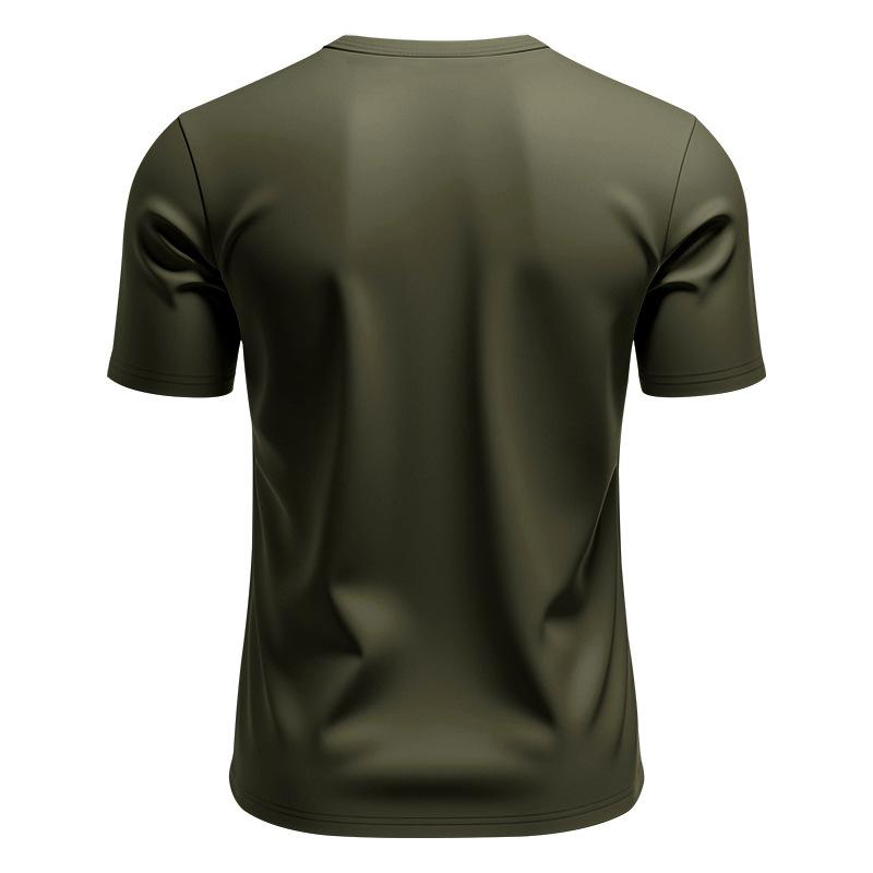 Herenlos V-hals Henley T-shirt met zak en korte mouwen.