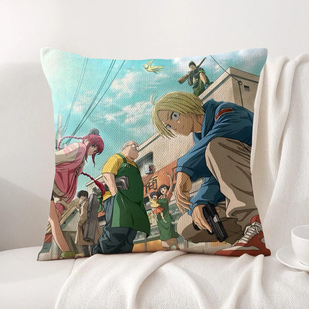 Anime S-Sakamoto Days Cushion Cover Summer Coolness Linen Fabric Double-Sided Printing Pillow Case Sofa Home Decor Gift