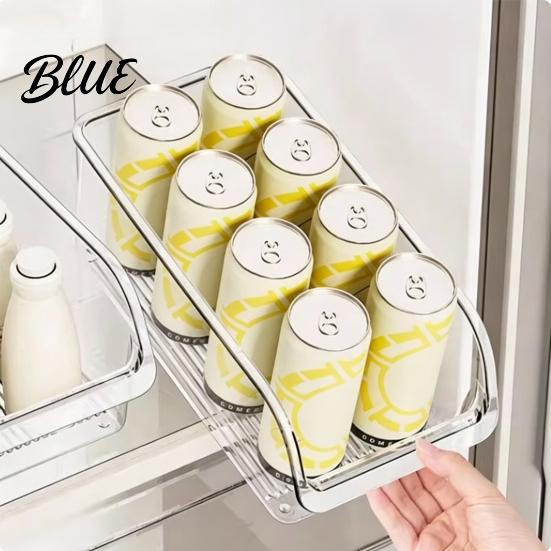 Fridge Drawer for Canned Drinks Refrigerator Storage Box with Handle Clear PET Pull Out Organizers Organizer Stackable Fresh Food Keeper Vegetables