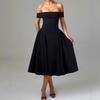 European and American Women's Clothing Fashionable and Sexy One-word Collar Long Dress Backless Solid Color Tube Top Dress