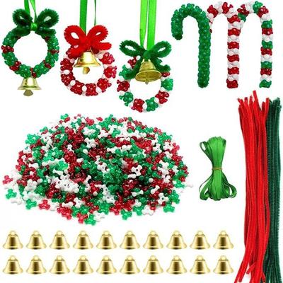 530-1570 piezas/bolsa de decoración navideña con cuentas para hacer tú mismo, regalo de fiesta de Navidad, carnaval, Año Nuevo, regalo para niños de guardería