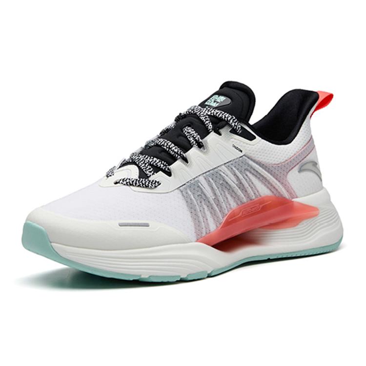 Anta Fabric Cushioning Slip Resistant Abrasion Resistant Low top Training Shoes Men's Black White Red 112237785-2