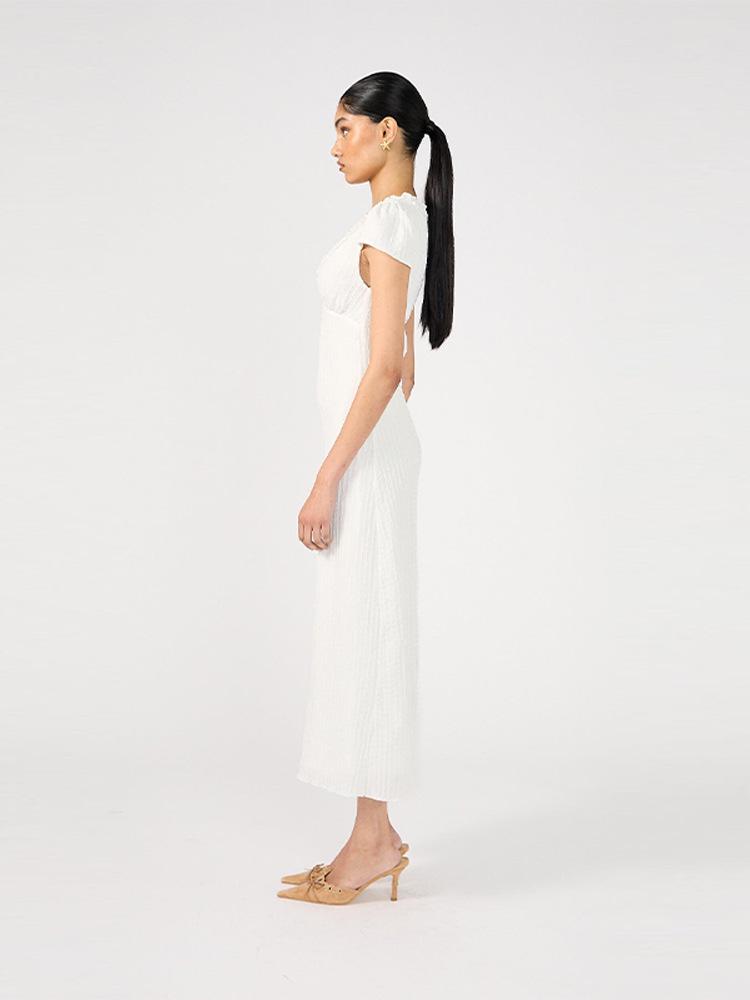 2026 European Spring/Summer Women's Solid Color Deep V-Neck Short Sleeve Long Dress