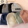 Women Acrylic Rolled Edge Warm Knitted Winter Beanie Hat with Custom Logo Embroidery Custom Color & Travel Ready