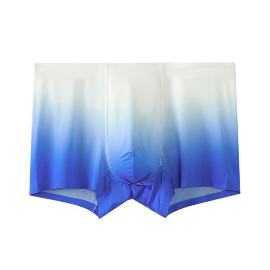 Men Boxer Underwear Breathable Ice Silk U Convex Design Gradient Color Shorts Underwear Seamless Panties Daily Wear