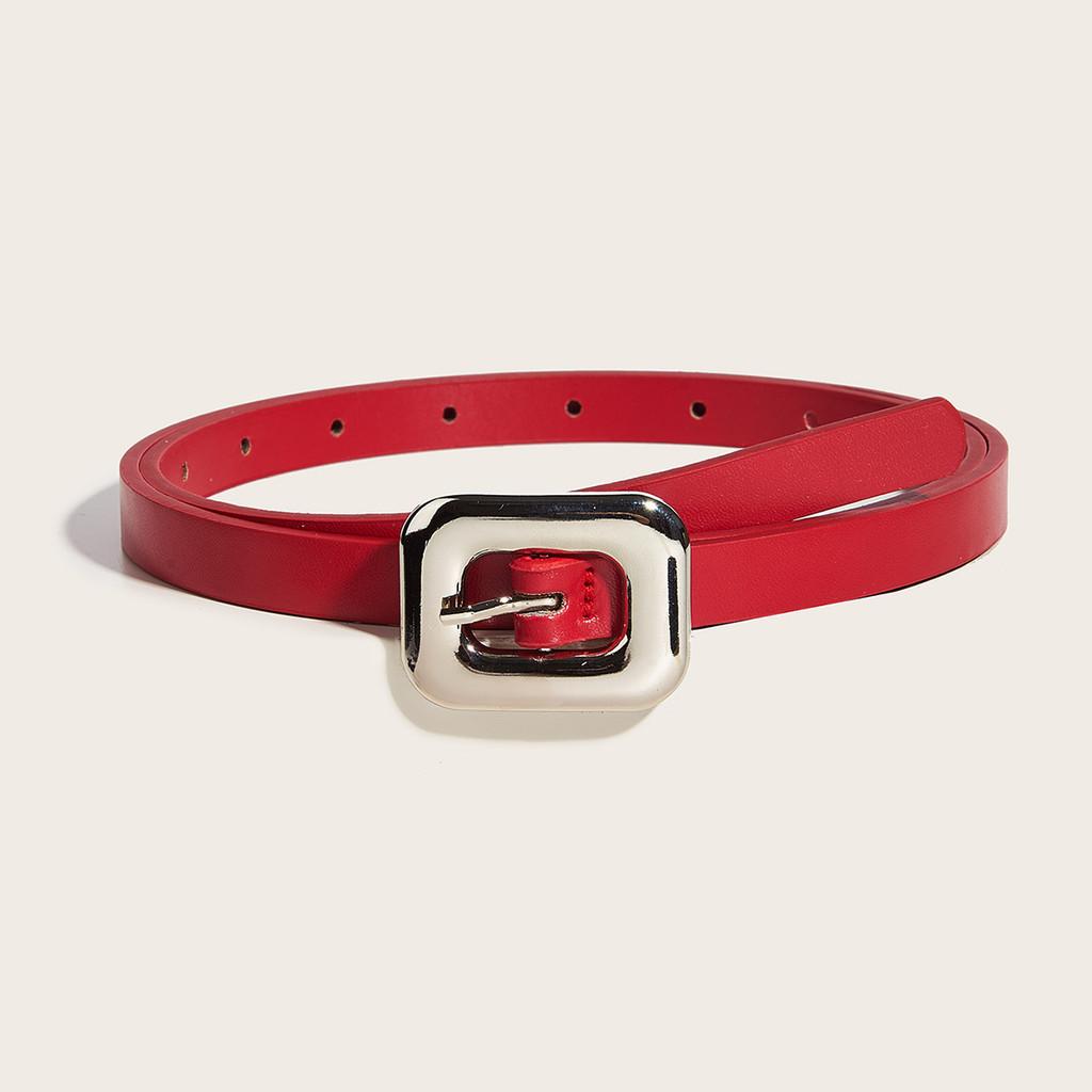 

Womens Style Pu Leather Belt With Metal Buckle For Casual Fashion And Office Wear красный
