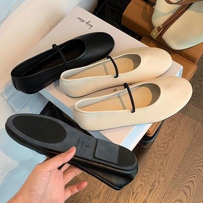 Soft Side Round Head Shallow Mouth Single Shoes Fine One Strap Flat Mary Jane Women's Shoes Summer