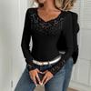 Dámské tričko s dlouhým rukávem 2025 s krajkovou lemovkou a horkými vrtanými akcenty