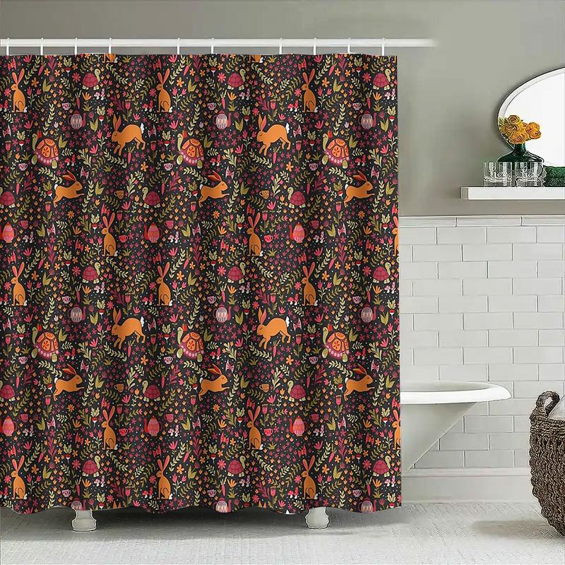 Floral Shower Curtain Botanical Nature Pattern Waterproof Fabric Bathroom Decor Vintage Farmhouse Rustic Home Decor Washable Lin