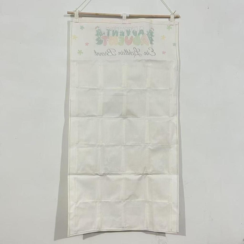 Christmas Advent Calendar Bag - 24 Days Countdown Bags with 24 Number Pockets, Hanging Cloth Organizer for Candy Snacks Gifts