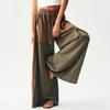 Women High Waisted Wide Leg Pants with Stitching Detail Elastic Waist Drawstring Loose Fit Trousers