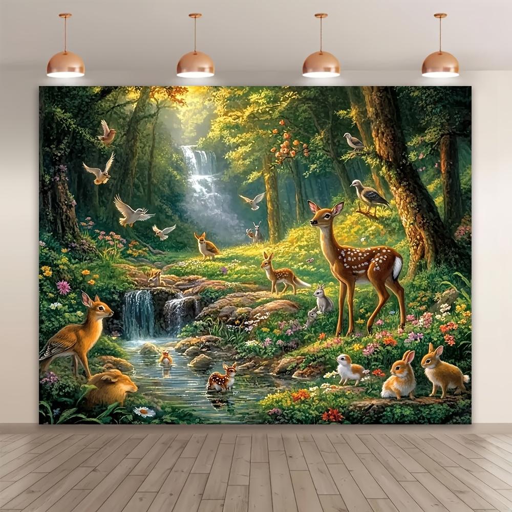 

BEPAN Elephant giraffe wildlife theme banner background customizable children s birthday party decoration background room poster props Vinyl--W120xH80cm