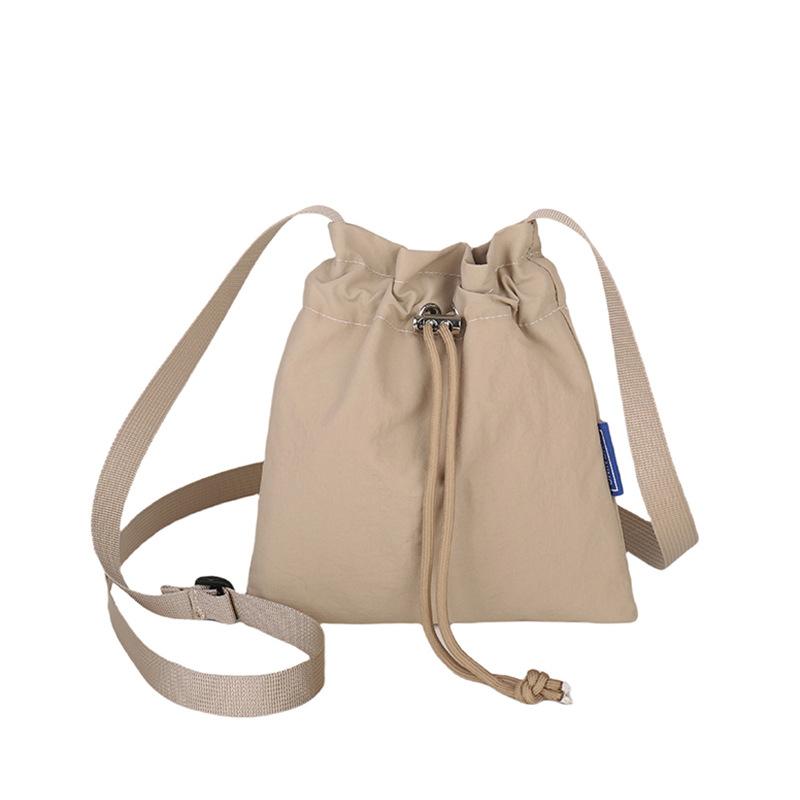 Spring and Summer Korean Ins Style Casual and Light Drawstring Mobile Phone Bag Niche Versatile Sports Travel Messenger Nylon Bag