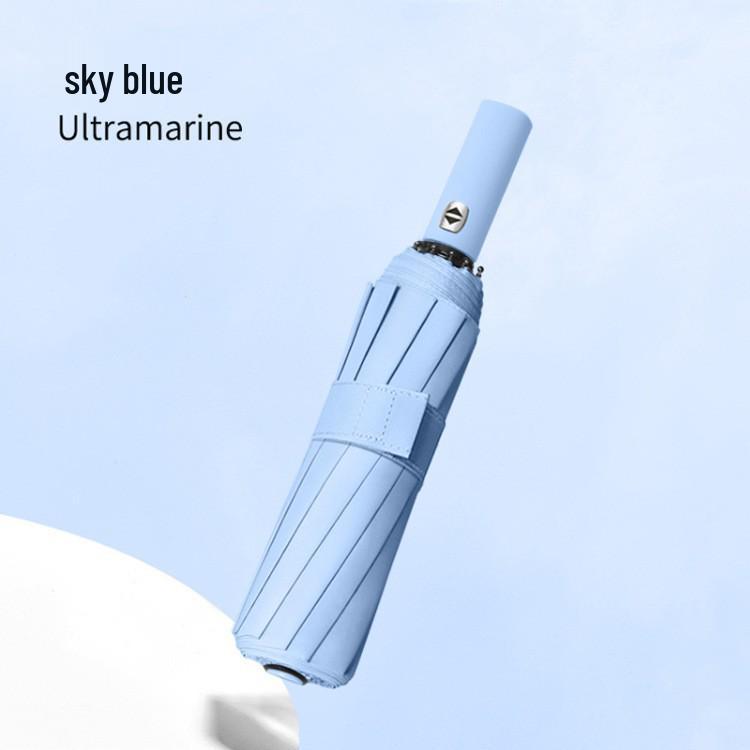 Fully Automatic 10-Rib UV Protection Folding Umbrella - Black Glue Sunscreen for Rain or Shine