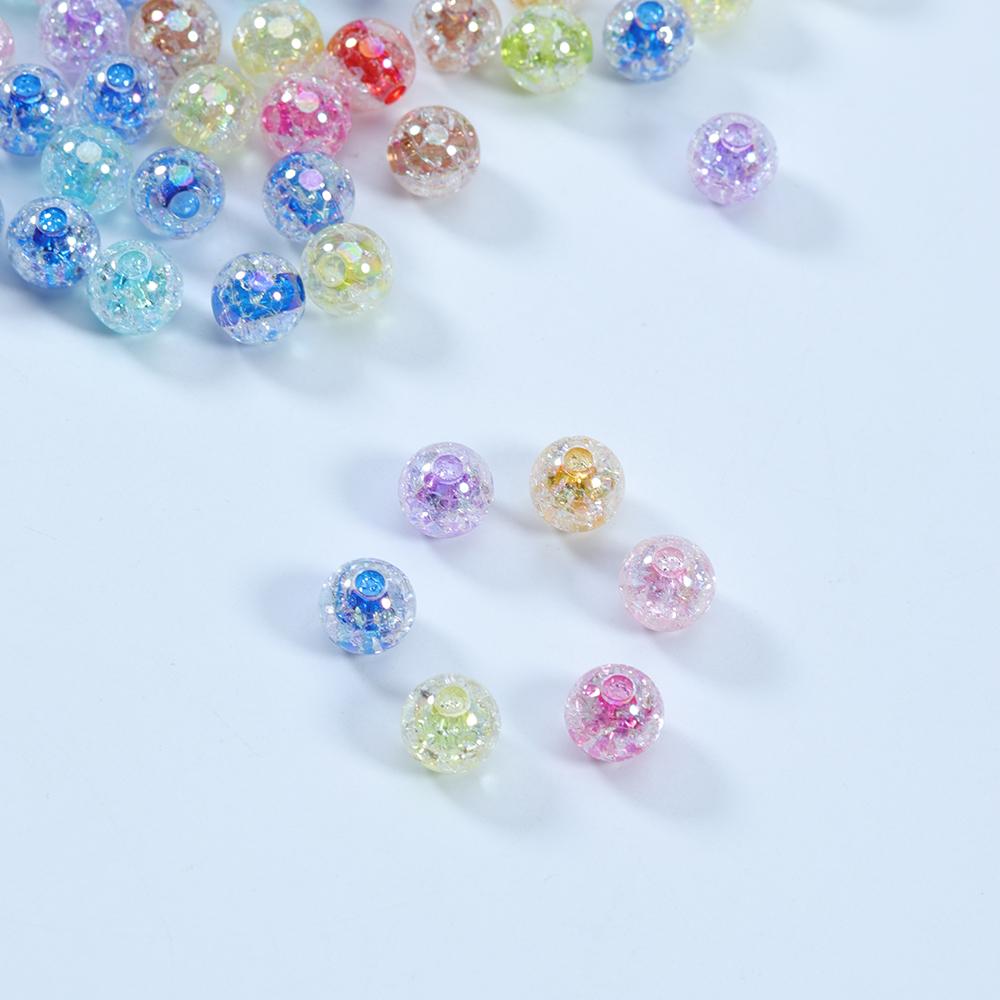100Pcs Acrylic Beads For Jewelry Bracelet Making 8 10mm Light Color Loose Round Beads DIY Necklace Supplies Finding Wholesale