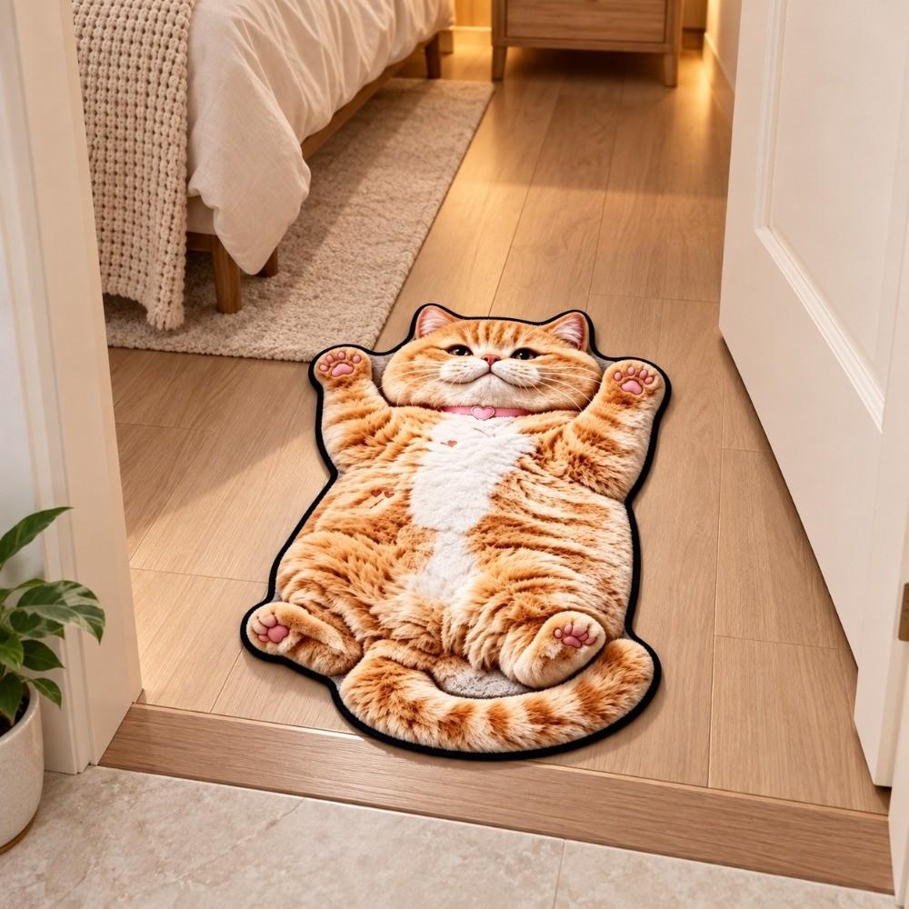 Non-Slip Home Decor Carpet Diatom Mud Cartoon Carpet Cute Cat-Shaped Area Rug  Living Rooms