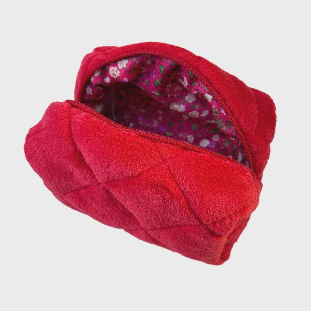 New Style Girly Macaron Cosmetic Bag: Large Capacity Plush Wash Bag