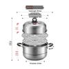 Meichu 30CM doppelstöckiger Dampfgarer aus Edelstahl