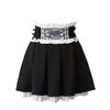 Yumetenbow Ribbon Lace Stack Pleated Skirt 535469 All Black