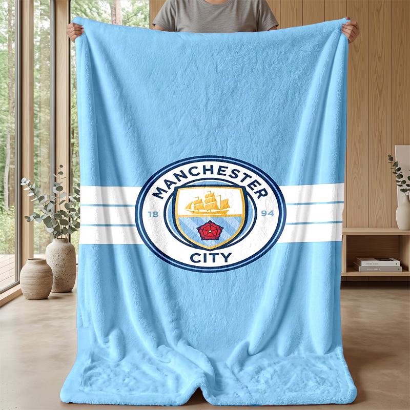 Manchester Theme Blanket Soft Flannel Blanket Plush Throw Blanket Cozy Sofa Bed Blanket for Home Decor