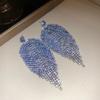 Silver needle diamond leaf fringed earrings retro fashion exquisite earrings light luxury high-end earrings design sense niche