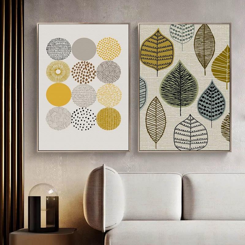Minimalist Abstract Wall Art Geometric Canvas Paintings Nordic Posters and Prints Wall Pictures for Living Room Home Decoration(Unframed)