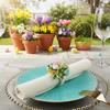 Simulation Easter Napkin Ring Plastic Foam Cartoon Artificial Flower Napkin Ring Reusable Cute Festive Napkin Buckle