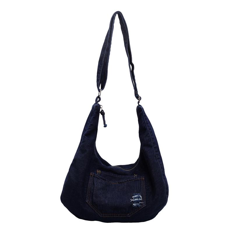 Torebka na ramię Denim Crossbody Bag Jednolity kolor Damska torba typu tote o dużej pojemności