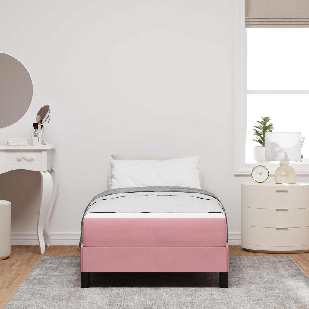 Box Spring Bed with Mattress Pink 80 x 200 cm Fabric