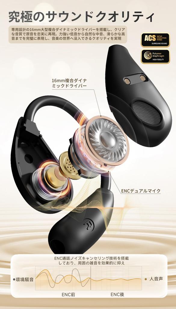 Wireless Earbuds for sound Bluetooth instant up to 100 hours of touch LED remaining battery life innovative air conduction and bone conduction no ear