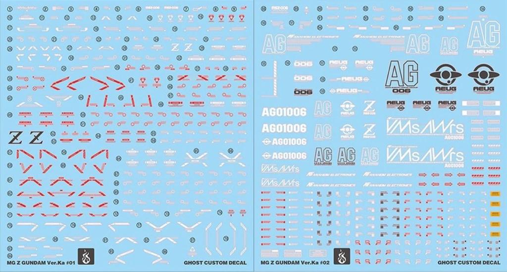 Fluorescent MG MGEX MGSD FM HiRM 1100 Robot MS Ensha Detail-Up Water Transfer Decals (for MG 1100 Z Gundam Zeta Gundam Ver.Ka) [Used]